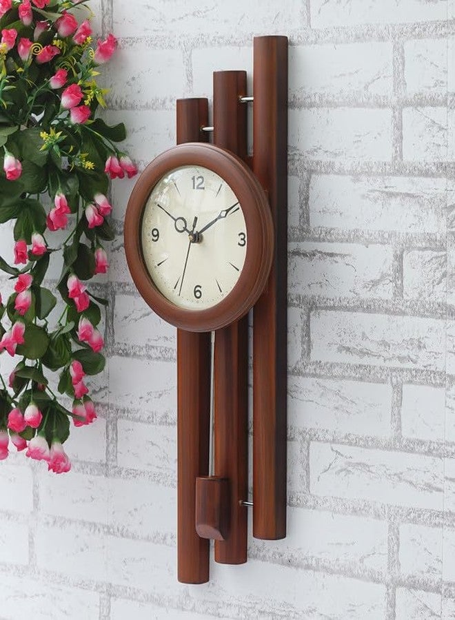 CHRONIKLE Decorative Vertical Wooden Case Analog Pendulum Wall Clock for Living Room Home Decorations Office Gifts (Size: 19 x 8.5 x 57.5 CM | Weight: 1190 Gram | Color: Brown) - Image 2