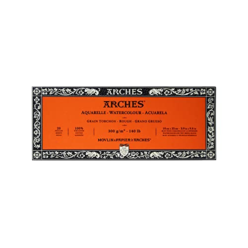 Arches Watercolor Paper Block, Rough, 3.9" x 9.8", 140 pound - Image 1