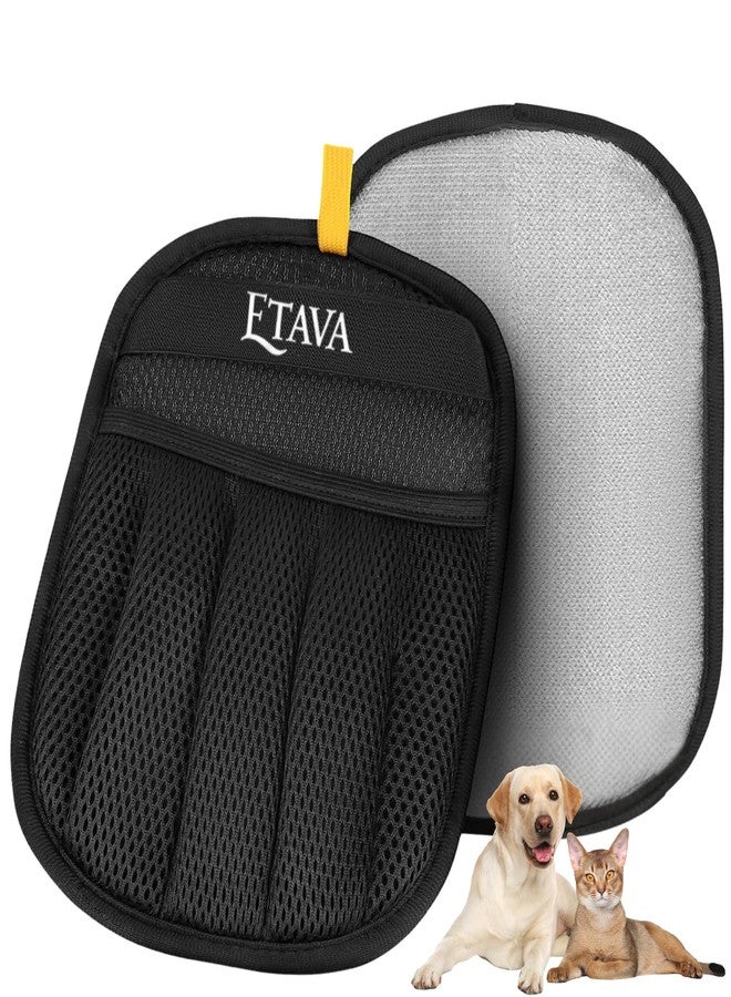 إيتافا قفاز إزالة شعر الحيوانات الأليفة للقطط والكلاب - قفاز تنظيف مطور بخمسة أصابع مع قبضة كهروستاتيكية، وقفاز تدليك لطيف، وفرشاة إزالة الشعر قابلة لإعادة الاستخدام، وأداة سحرية لإزالة شعر الحيوانات الأليفة (قطعتان باللون الأسود) - Image 1