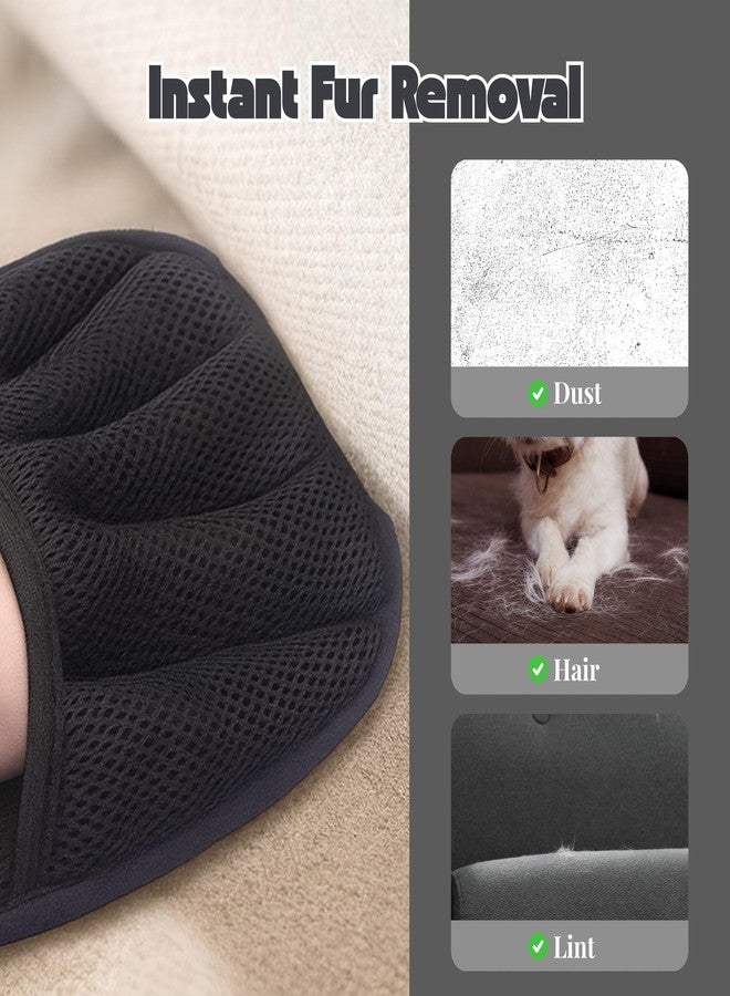 إيتافا قفاز إزالة شعر الحيوانات الأليفة للقطط والكلاب - قفاز تنظيف مطور بخمسة أصابع مع قبضة كهروستاتيكية، وقفاز تدليك لطيف، وفرشاة إزالة الشعر قابلة لإعادة الاستخدام، وأداة سحرية لإزالة شعر الحيوانات الأليفة (قطعتان باللون الأسود) - Image 2