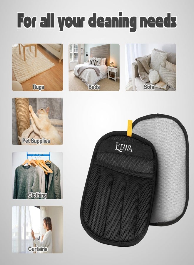 إيتافا قفاز إزالة شعر الحيوانات الأليفة للقطط والكلاب - قفاز تنظيف مطور بخمسة أصابع مع قبضة كهروستاتيكية، وقفاز تدليك لطيف، وفرشاة إزالة الشعر قابلة لإعادة الاستخدام، وأداة سحرية لإزالة شعر الحيوانات الأليفة (قطعتان باللون الأسود) - Image 4