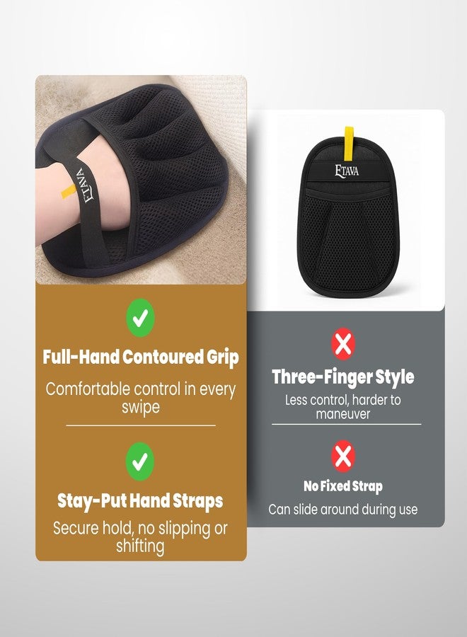 إيتافا قفاز إزالة شعر الحيوانات الأليفة للقطط والكلاب - قفاز تنظيف مطور بخمسة أصابع مع قبضة كهروستاتيكية، وقفاز تدليك لطيف، وفرشاة إزالة الشعر قابلة لإعادة الاستخدام، وأداة سحرية لإزالة شعر الحيوانات الأليفة (قطعتان باللون الأسود) - Image 3