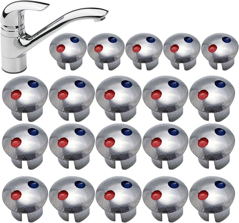 GANPUB 20 Pcs Faucet Replacement Part| Faucet Handle Index Buttons Faucets Replacement Part,Hot Cold Water Markers, Hot and Cold Signs Button Hot Cold Water Label for Kitchen Air Tool Parts & Accessories - Image 4