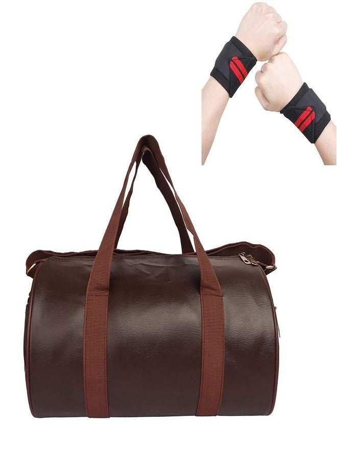 Raisons Combo Set of Duffle Polyester Bag with Wrist Support Band-Wrist Straps/Gym Bags/Adjustable Shoulder Bag for Men/Duffle Bags Travel (Brown) - Image 2