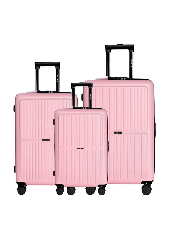 Space Luggage Set, ABS Material including Carry On Cabin Sizes, 20/24/28 Inches, Pink - Image 1