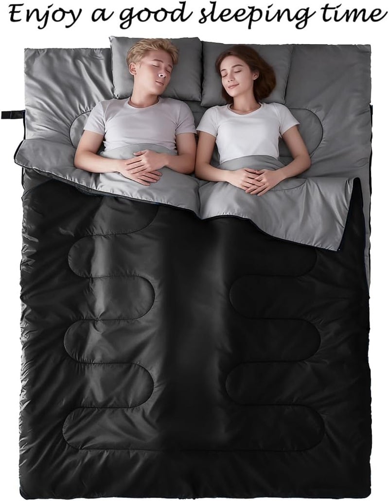 Tuphen Double Sleeping Bag with 2 Pillows, Queen Size XL for 2 People, Waterproof for Camping and Hiking - Image 5
