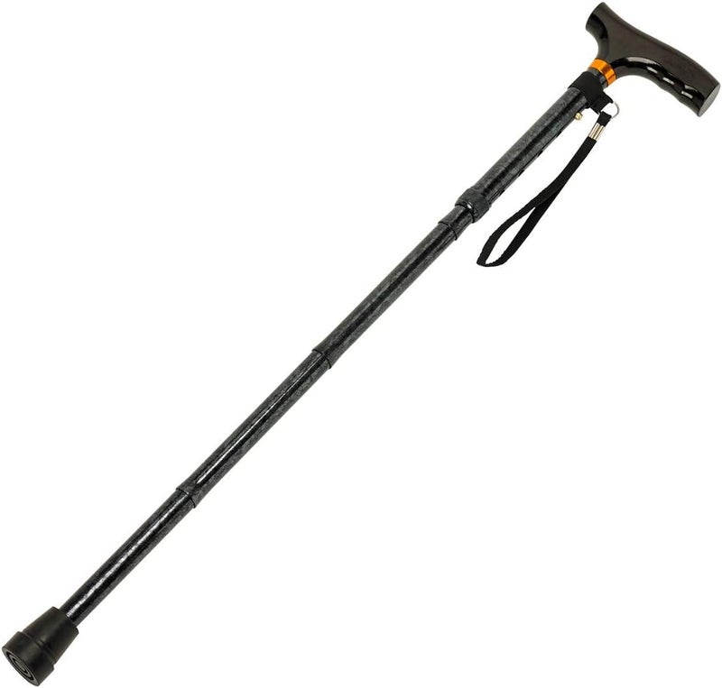 Homecraft Folding Coloured Walking Stick with Wooden Handle Lightweight Adjustable Walking Cane for Balance Mobility Aid Grey Marble 835925mm - Image 1