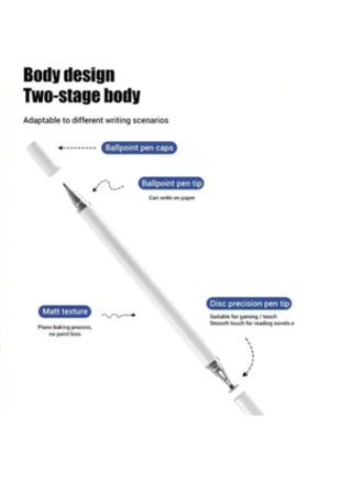 2-in-1 Pen and Ballpoint Pen Compatible with Apple, Android and Touch Screen Tablets for Drawing Office Notes White - pzsku/ZC1AFB76ED14353B30159Z/45/_/1721756178/d44fafc9-fa7b-4f51-afb2-2662875ee38d