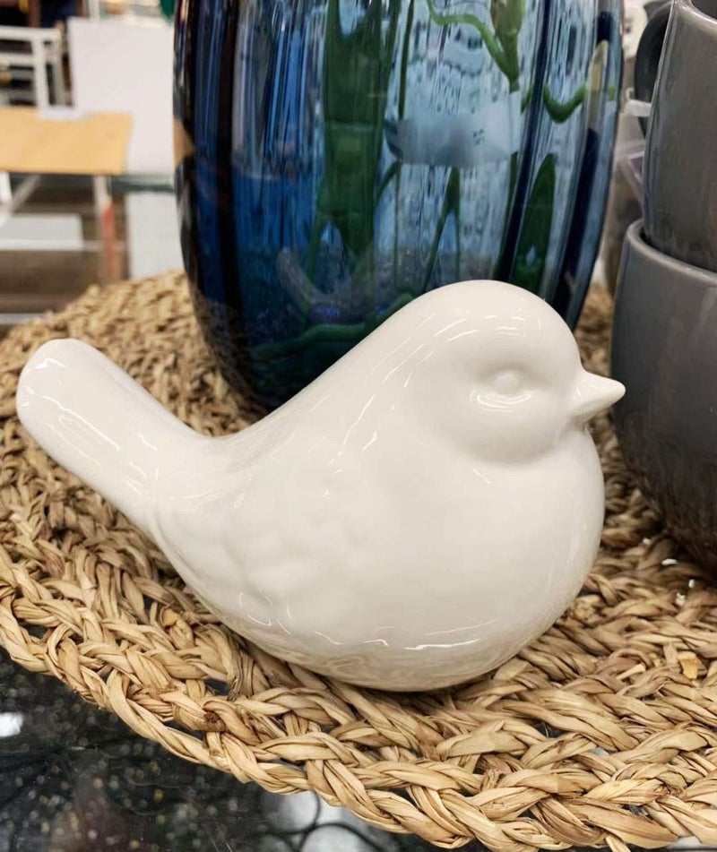 KiaoTime New White Glazed Ceramic Bird Figurine, Bird Statue, French Country Garden Cottage Bird Ornaments, Home Decor Accents Collectible Bird Figurine - Image 4