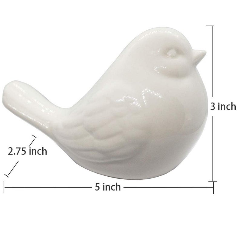 KiaoTime New White Glazed Ceramic Bird Figurine, Bird Statue, French Country Garden Cottage Bird Ornaments, Home Decor Accents Collectible Bird Figurine - Image 2