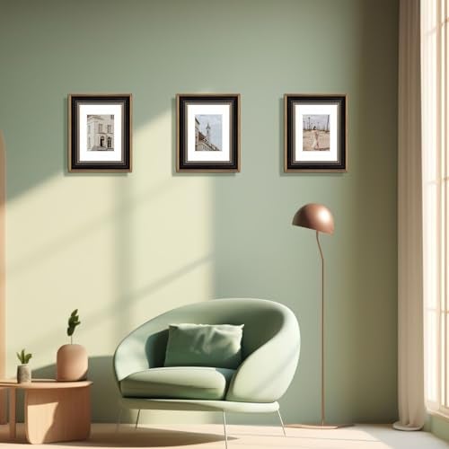 Space Art Deco, 9x12 Picture Frame with Mat for 6x8 Photo or Display 9x12 Prints Without Mat, Shatter Resistant Glass Wall Mounting (Color Ornate Gold/Black) - Image 2