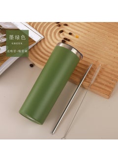 20oz Stainless Steel Thermal Straw Cup with Brush Army Green