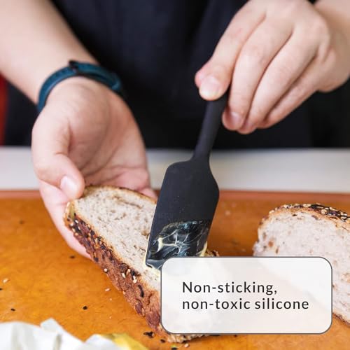 Ramkuwar Silicone Spatula Set 3 Piece-Mini, Large Rubber Scraper& Spoonula 600F Heat Resistant with Stainless Steel Filler for Cooking Baking and Mixing.(SPATULA-3A) (Black) - Image 4