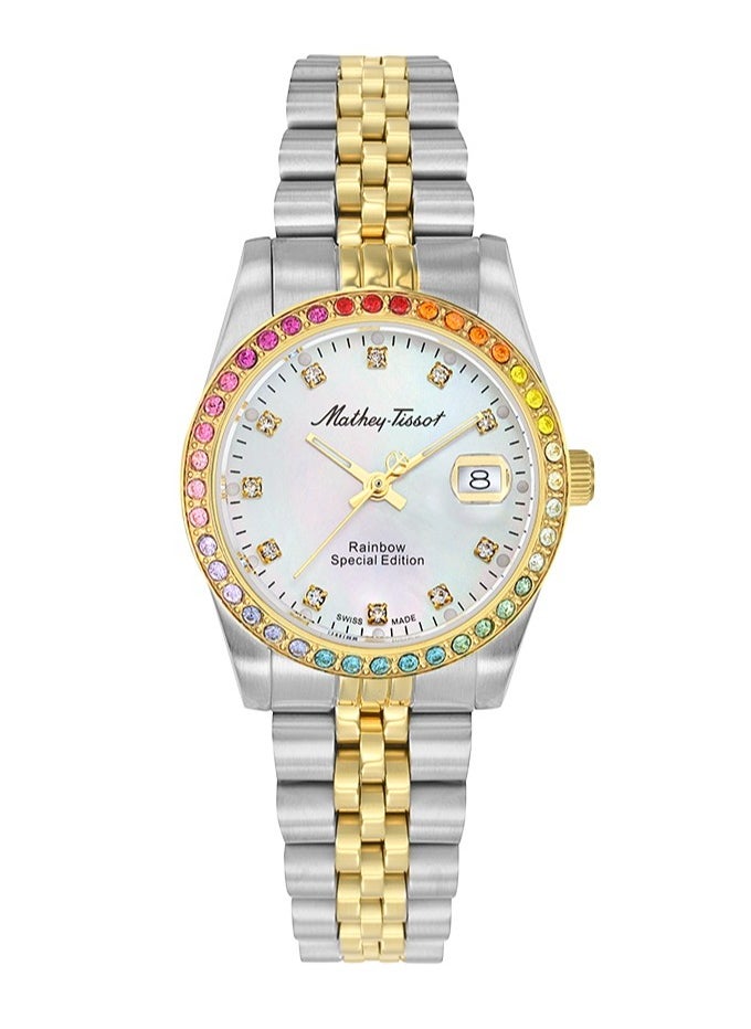 Mathy Quartz White Dial Ladies Watch D809BQYI 