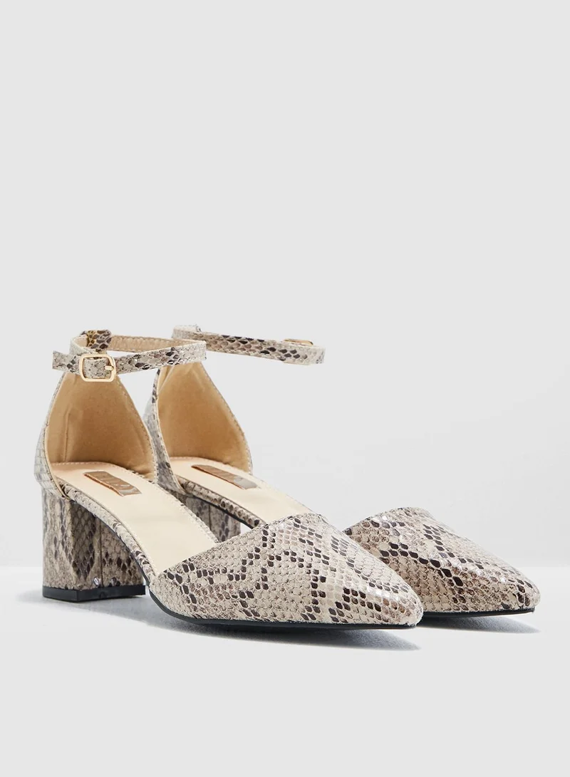 ELLA Snake Print Block Heel Shoe