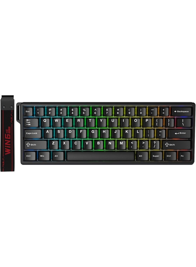 AULA لوحة مفاتيح ألعاب مغناطيسية سلكية WIN60 HE 60% – مفاتيح تأثير هول، تفعيل قابل للتعديل، معدل استقصاء 8000Hz، تبديل ساخن، لوحة مفاتيح FPS فائقة السرعة، إصدار قياسي - Image 2