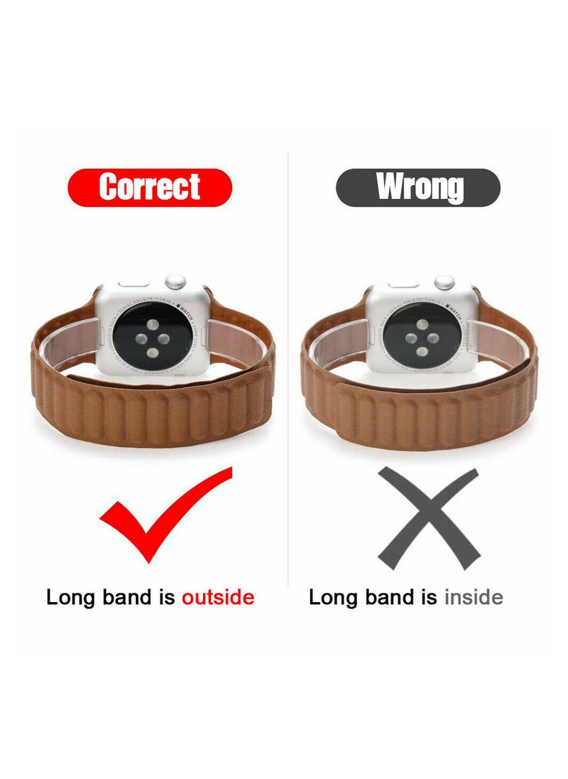 YOMNA - For Apple Watch Leather Link Band Strap iWatch Series 40/44/41/45mm Cape Cod Blue Strap with Midnight Blue Strap - Image 1