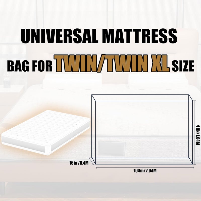 PROMORE Twin Plastic Mattress Bag for Disposal, Clear Mattress Covers for Moving or Storage(3Mil,Twin Size,104"x41"x16") - Image 2