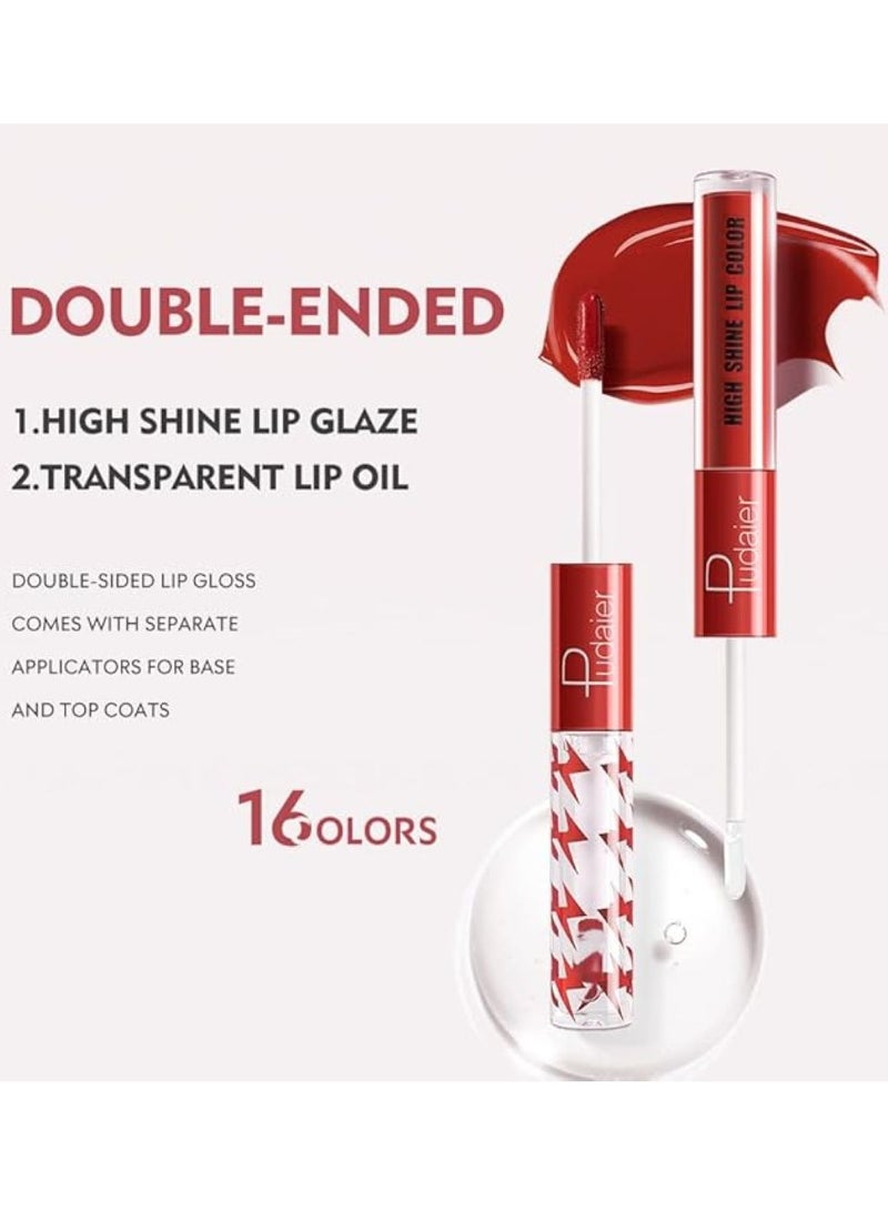 SKY-TOUCH High Shine Lip Gloss with Clear Fixed Color Lip Oil, Up to 12 Hours Long Lasting Dual Ended Liquid Lipstick, Lightweight and Non Sticky, 2ml (11)  - Image 3