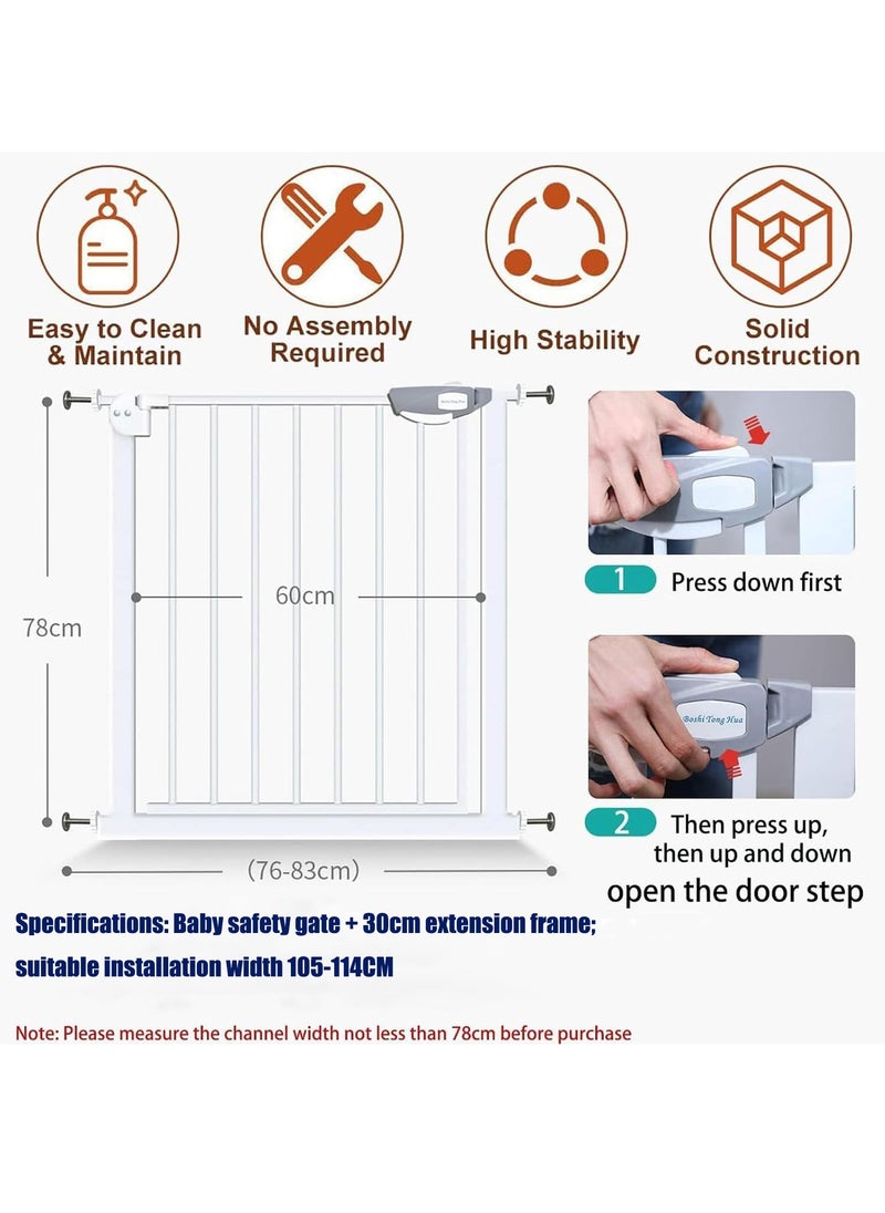 Generic Baby Gate Auto Close Safety Baby Gate Stairs Safety Gate Safety Baby Gate for Stairs Doorways Perfect for Baby Toddlers and Pet Dogs-No Drilling Required (Secure Gate+30CM)  - Image 3