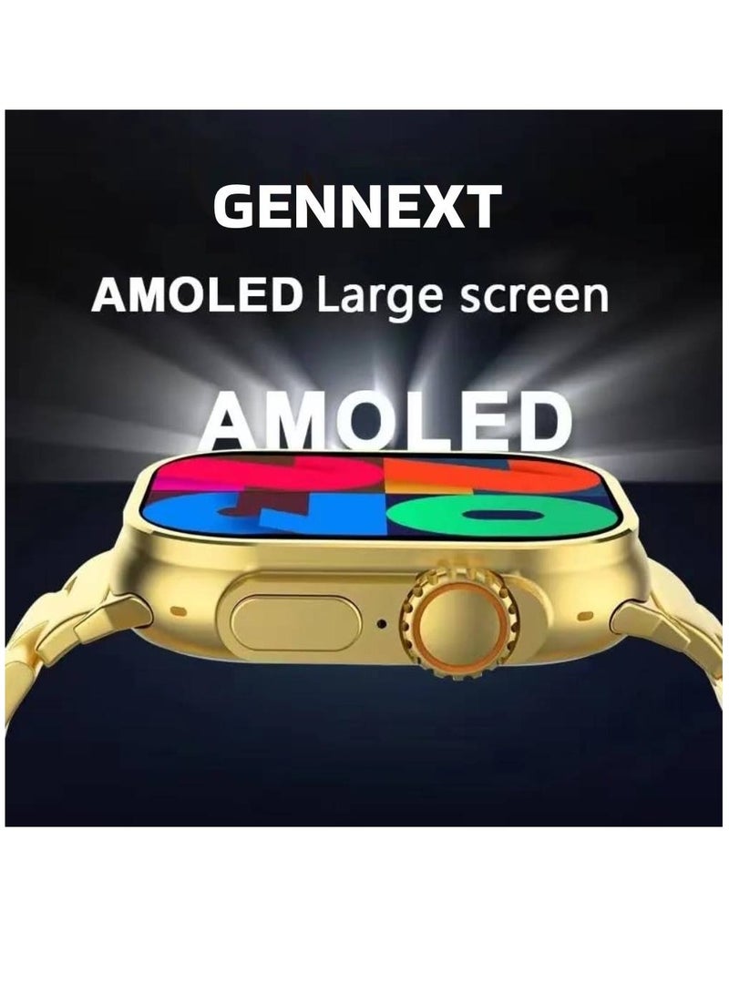 Ultra Design Smartwatch For Men IP67 Water Resistant Bluetooth Call Fitness Tracker Wireless Charge Real-time Health Monitor Golden