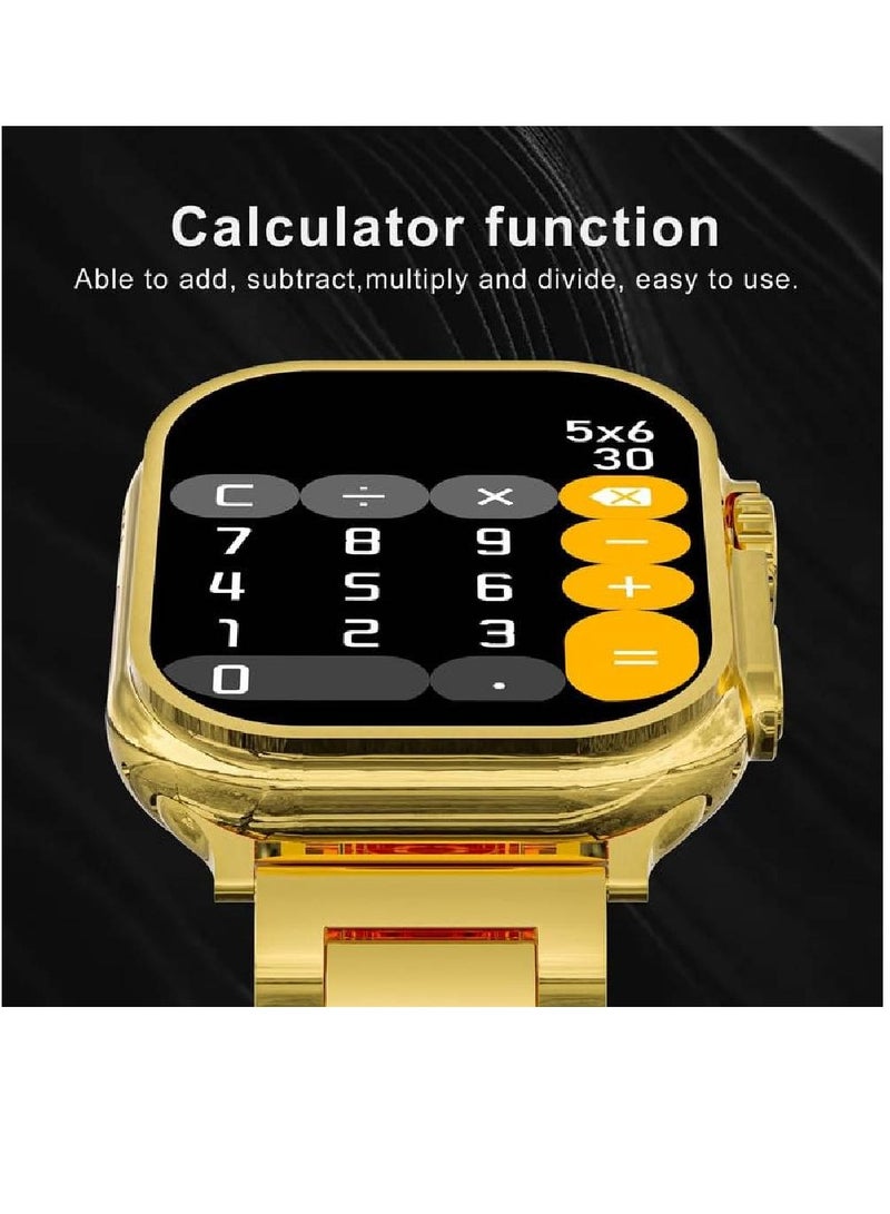 Ultra Design Smartwatch For Men IP67 Water Resistant Bluetooth Call Fitness Tracker Wireless Charge Real-time Health Monitor Golden