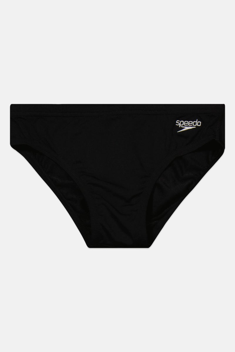 speedo Kids Boy Drawstring Embroidered Logo Swim Brief, Black - Image 1