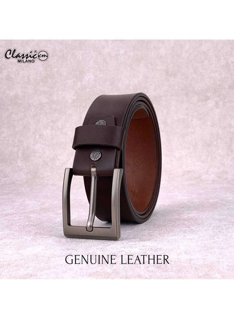 Classic Milano Brown (ZTF40MM-Smoke) Classic Milano Genuine Leather Belt Men - Semi-Casual Men's Belts & Party Wear Belt, Casual Outfits, Gifts - Black & Brown Men’s Leather Belt for Men for Men | Best Price UAE