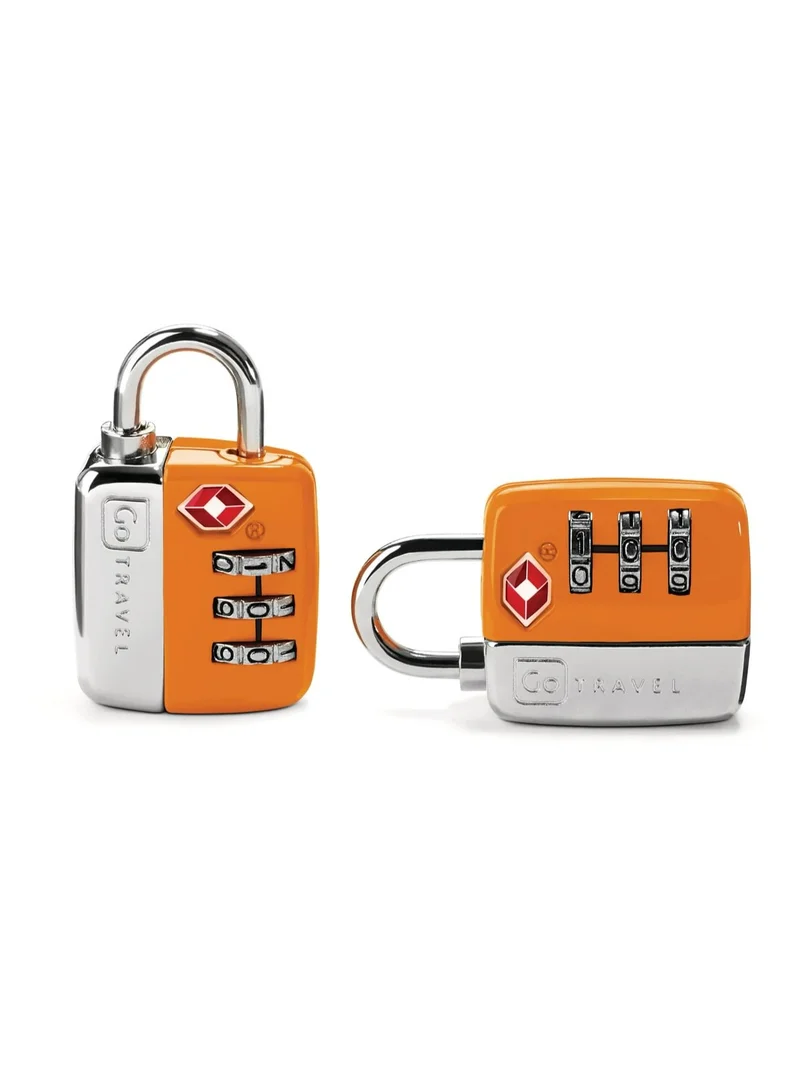 جو ترافيل أقفال GO TSA GO344.101 باللون البرتقالي – عبوة من قفلين برمز سري ثلاثي الأرقام، معتمدة من إدارة أمن النقل (TSA) لحقائب السفر