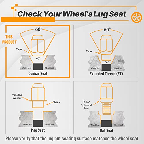MIKKUPPA OEM M14x1.5 Lug Nuts - Replacement for 1999-2022 Chevy Silverado 1500 GMC Sierra, 1988-2000 C1500 C2500, 2001-2022 Chevy Tahoe, 9591772 9595175 Open Factory Wheel Lug Nut (24PCS) - Image 3