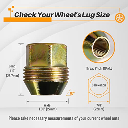 MIKKUPPA OEM M14x1.5 Lug Nuts - Replacement for 1999-2022 Chevy Silverado 1500 GMC Sierra, 1988-2000 C1500 C2500, 2001-2022 Chevy Tahoe, 9591772 9595175 Open Factory Wheel Lug Nut (24PCS) - Image 2