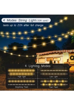 SYOSI Camping String Lights Multifunctional Camping Atmosphere Light Rechargeable Lantern with String Light 33Ft IP44 Waterproof Camping Lights Portable Flashlight for Camping Hiking Emergency  - Image 2