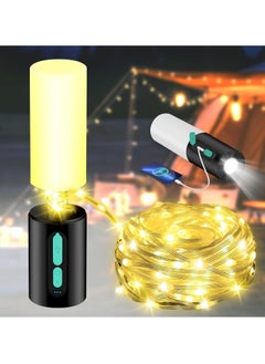 SYOSI Camping String Lights Multifunctional Camping Atmosphere Light Rechargeable Lantern with String Light 33Ft IP44 Waterproof Camping Lights Portable Flashlight for Camping Hiking Emergency  - Image 1