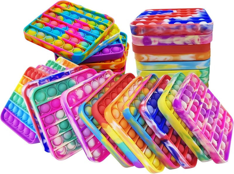 HENXING 12 Pcs Pop Bubble Fidget Toys for Party Favors, Stress Relief Pressure Relieving Toys for Kids, Pop Bulk Toddler Toy for Birthday Christmas Valentine Gifts and Classroom Prizes - Image 1