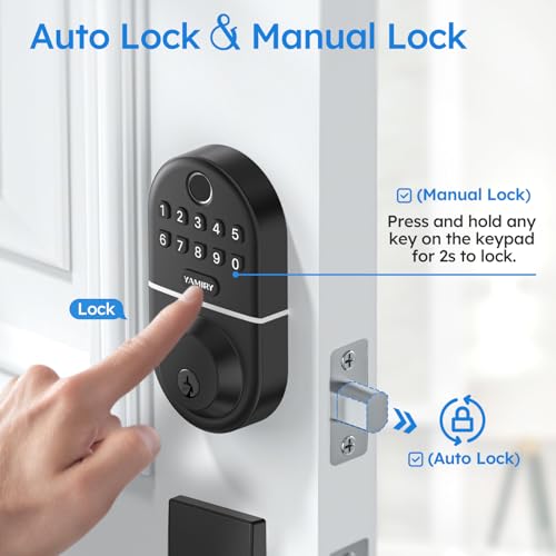 Yamiry Electronic Keypad Deadbolt, Fingerprint Door Lock,Keyless Entry Digital Lock for Front Door, Smart Deadbolt,Easy Installation - Image 4
