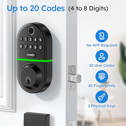 Yamiry Electronic Keypad Deadbolt, Fingerprint Door Lock,Keyless Entry Digital Lock for Front Door, Smart Deadbolt,Easy Installation - Image 2