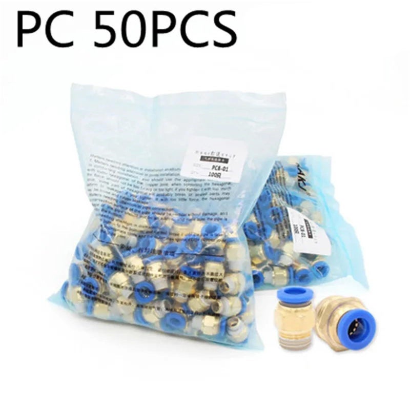50Pcs Pneumatic Air Quick Connector Fitting 4mm 3 8 Inch Male Thread PC - Image 3