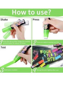 Y&D Jumbo Chalk Window Markers for Cars Glass Washable - 8 Colors Liquid Pen With 15mm Wide Tips, Chalkboard Markers, Paint For Car Decoration, Auto Glass, Poster, Business  - Image 4