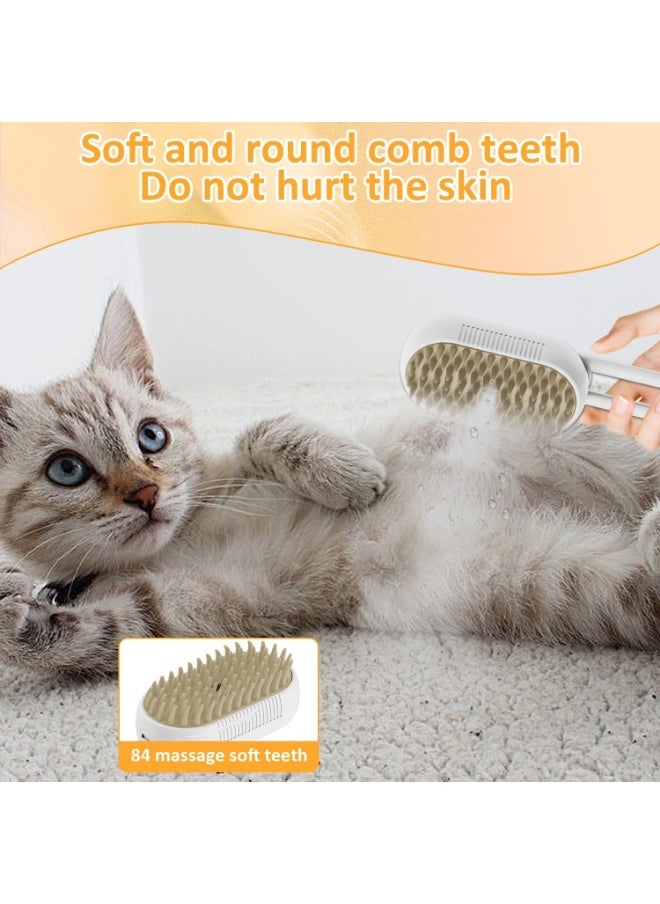 3 in 1 Steam Cat Brush - Self Cleaning Massage Brush for Removing Static, Tangled and Loose Hair - Pet Hair Removal Comb for Cats and Dogs
