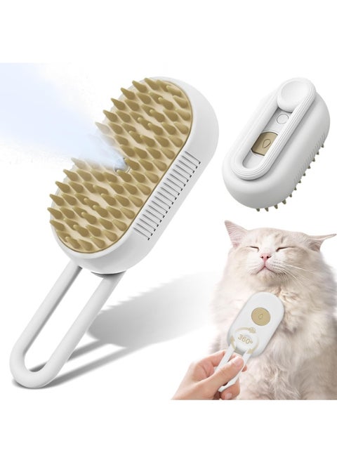 3 in 1 Steam Cat Brush - Self Cleaning Massage Brush for Removing Static, Tangled and Loose Hair - Pet Hair Removal Comb for Cats and Dogs