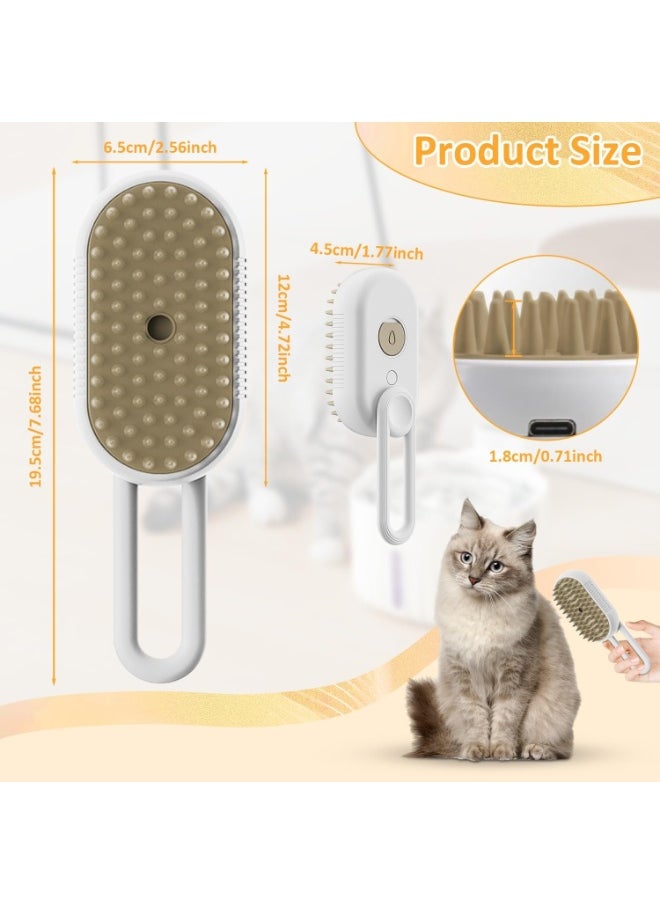 3 in 1 Steam Cat Brush - Self Cleaning Massage Brush for Removing Static, Tangled and Loose Hair - Pet Hair Removal Comb for Cats and Dogs
