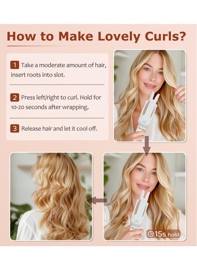 MULLINER Automatic Curling Iron with PTC Heating & LED Temperature Settings – Easy-to-Use, Quick Styling, British Plug