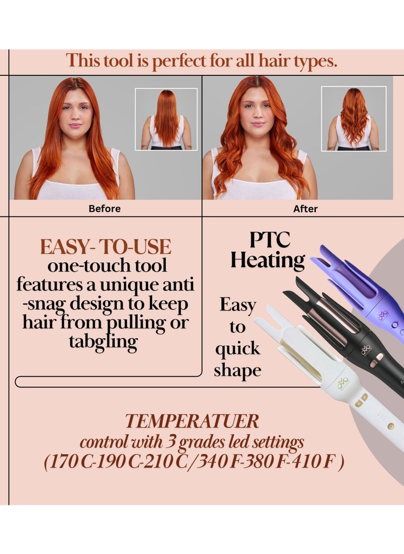 MULLINER Automatic Curling Iron with PTC Heating & LED Temperature Settings – Easy-to-Use, Quick Styling, British Plug