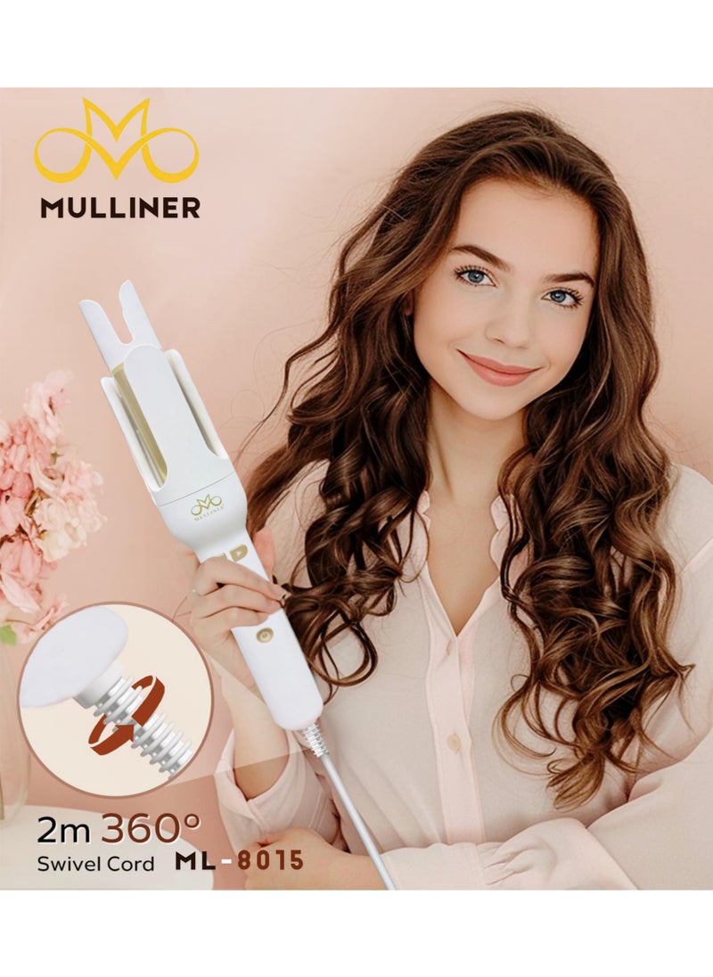 MULLINER Automatic Curling Iron with PTC Heating & LED Temperature Settings – Easy-to-Use, Quick Styling, British Plug