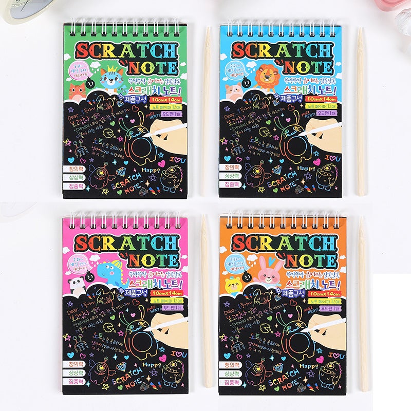 Korean Version Of Scraping Painting Korean Version Of Fun Graffiti Book Creative Black Cardboard Scraping Painting Painting Book Design - Image 3
