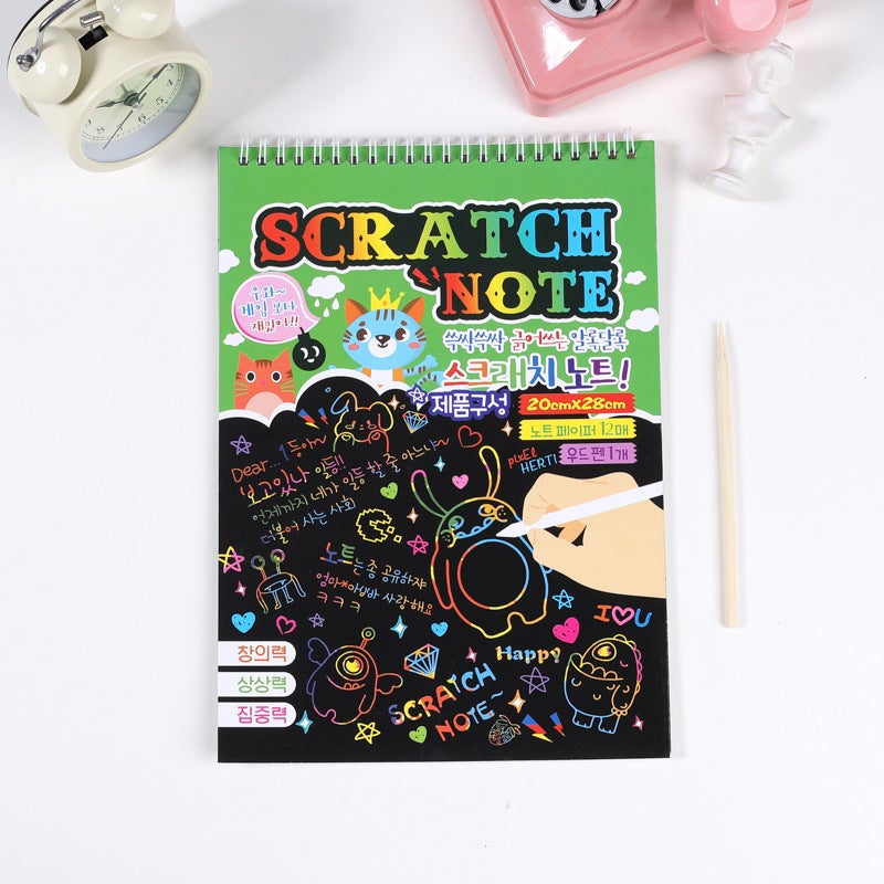 Korean Version Of Scraping Painting Korean Version Of Fun Graffiti Book Creative Black Cardboard Scraping Painting Painting Book Design - Image 1