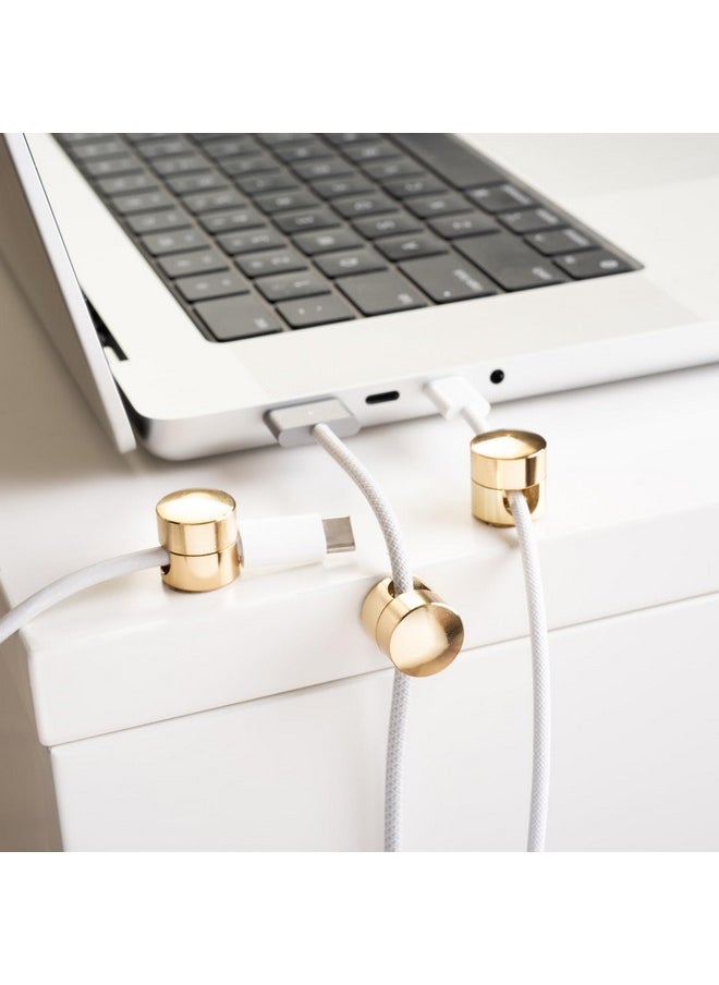 ICONIT ICONIT Cable Anchors for Desk Organization Gold | Premium Aluminum Cord Organizers | Charger + Cable Management Clips for Home & Office | Stylish, Sturdy, & Functional | (3 Pack)  - Image 2