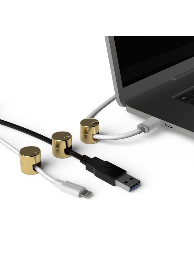 ICONIT ICONIT Cable Anchors for Desk Organization Gold | Premium Aluminum Cord Organizers | Charger + Cable Management Clips for Home & Office | Stylish, Sturdy, & Functional | (3 Pack)  - Image 4