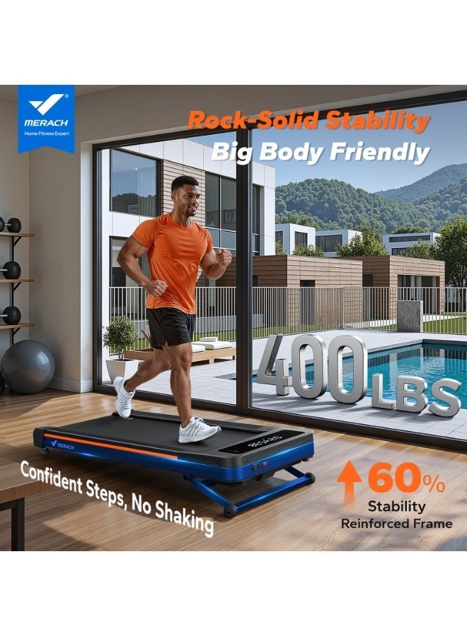 MERACH W50 Walking Pad Treadmills for Home, 12% Auto Incline, 400lbs Capacity, 3.5HP Super Quiet Brushless, 16.5"x41.3" Spacious Running Belt, Under Desk Treadmill with Remote & LED - Image 2