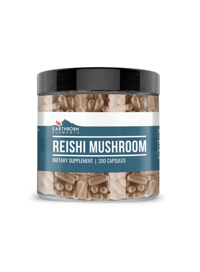 Earthborn Elements Reishi Mushroom 200 Capsules, Pure & Undiluted, No Additives - Image 1